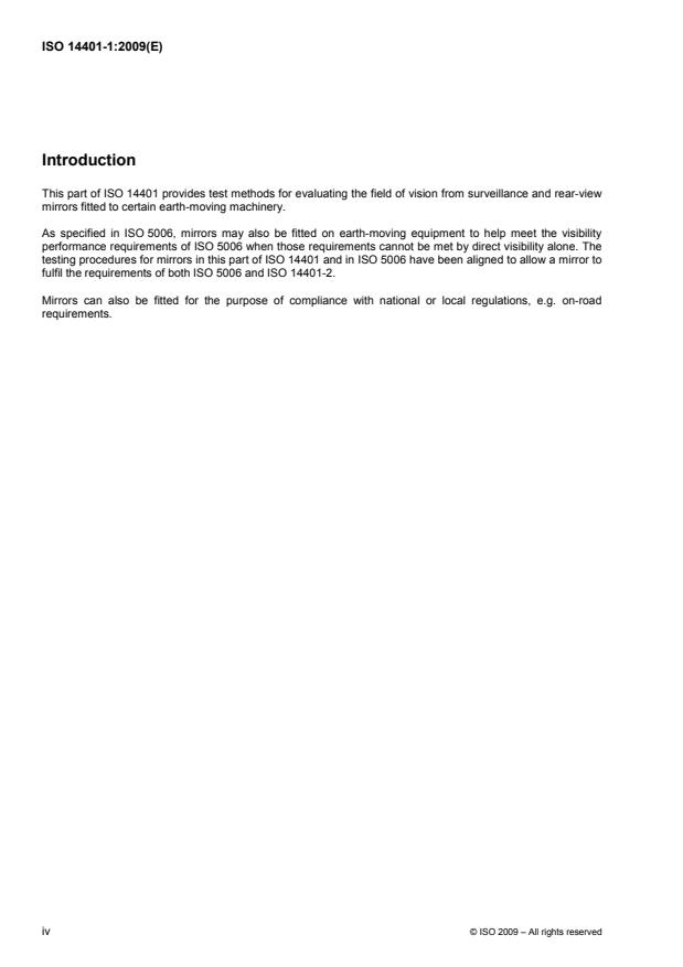 ISO 14401-1:2009 ISO 14401-1:2009 - Earth-moving machinery -- Field of vision of surveillance and rear-view mirrors - Page 4 preview