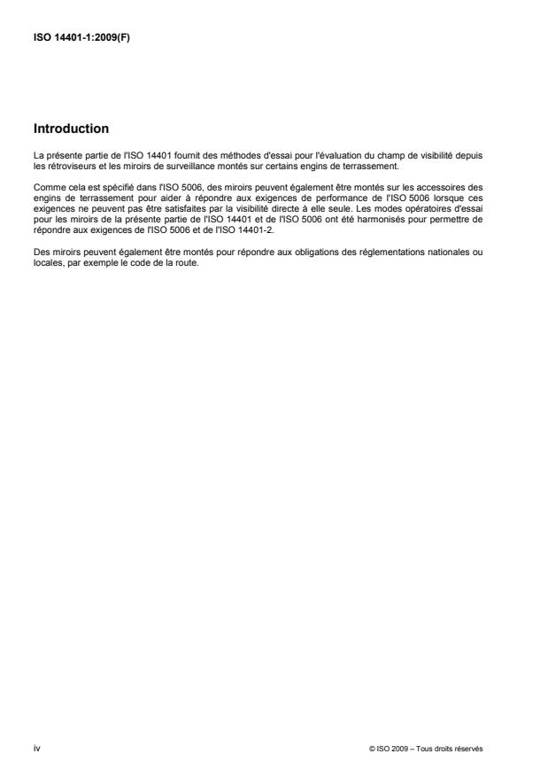 ISO 14401-1:2009 ISO 14401-1:2009 - Engins de terrassement -- Champ de visibilité des rétroviseurs et des miroirs de surveillance - Page 4 preview