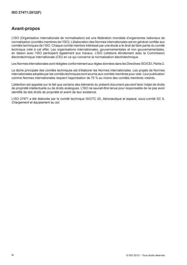 ISO 27471:2012 ISO 27471:2012 - Matériel au sol pour aéronefs -- Chargeur de pont supérieur -- Exigences fonctionnelles - Page 4 preview