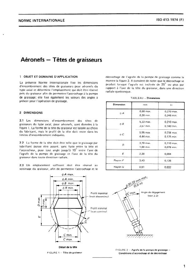 ISO 413:1974 - Aéronefs -- Tetes de graisseurs
