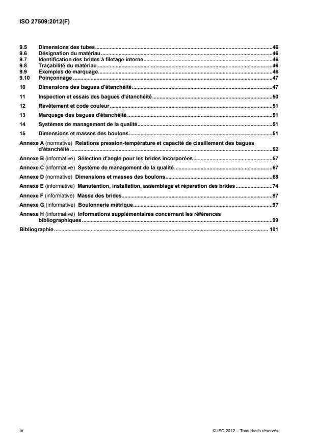 ISO 27509:2012 ISO 27509:2012 - Industries du pétrole et du gaz naturel -- Raccordements a brides compactes avec bague d'étanchéité IX - Page 4 preview