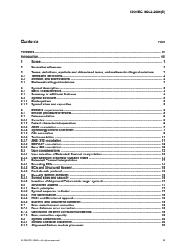 ISO/IEC 16022:2006 - Information technology — Automatic identification and data capture techniques — Data Matrix bar code symbology specification
Released:9/6/2006 - Page 3 preview