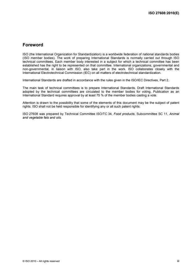 ISO 27608:2010 - Animal and vegetable fats and oils -- Determination of Lovibond® colour -- Automatic method