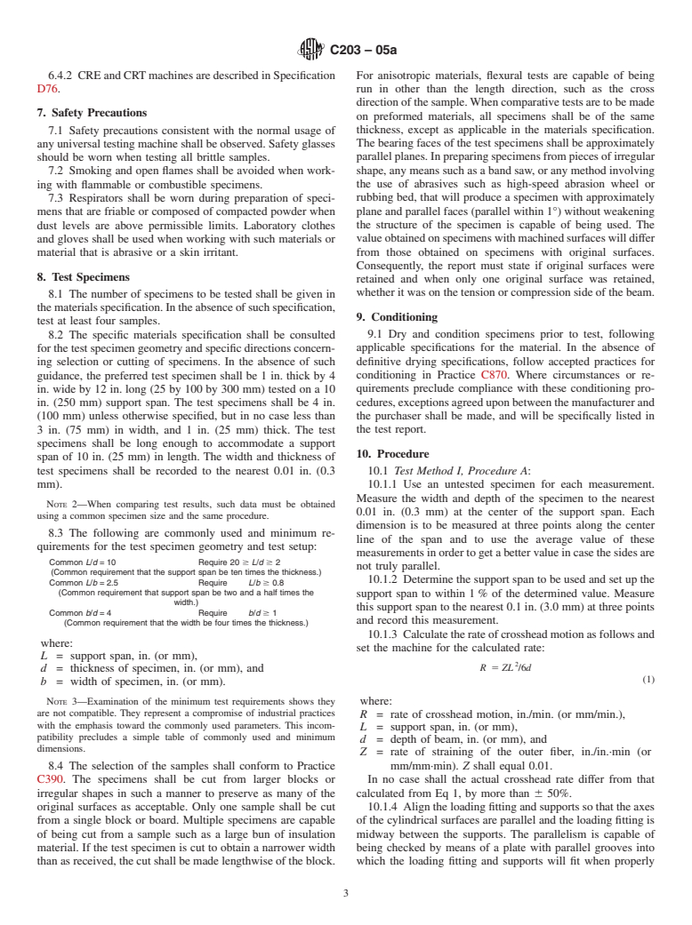 ASTM C203-05a - Standard Test Methods for Breaking Load and Flexural Properties of Block-Type Thermal Insulation