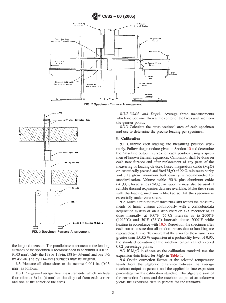 ASTM C832-00(2005) - Standard Test Method of Measuring Thermal Expansion and Creep of Refractories Under Load