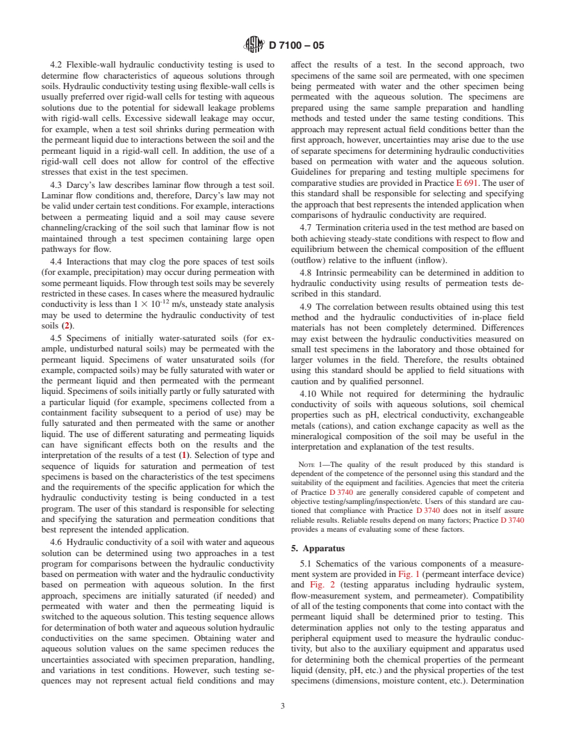 ASTM D7100-05 - Standard Test Method for Hydraulic Conductivity Compatibility Testing of Soils with Aqueous Solutions