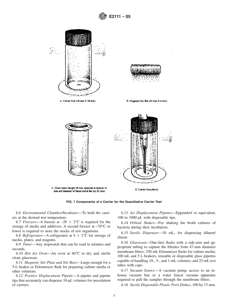 ASTM E2111-05 - Standard Quantitative Carrier Test Method to Evaluate the Bactericidal, Fungicidal, Mycobactericidal, and Sporicidal Potencies of Liquid Chemical Microbicides