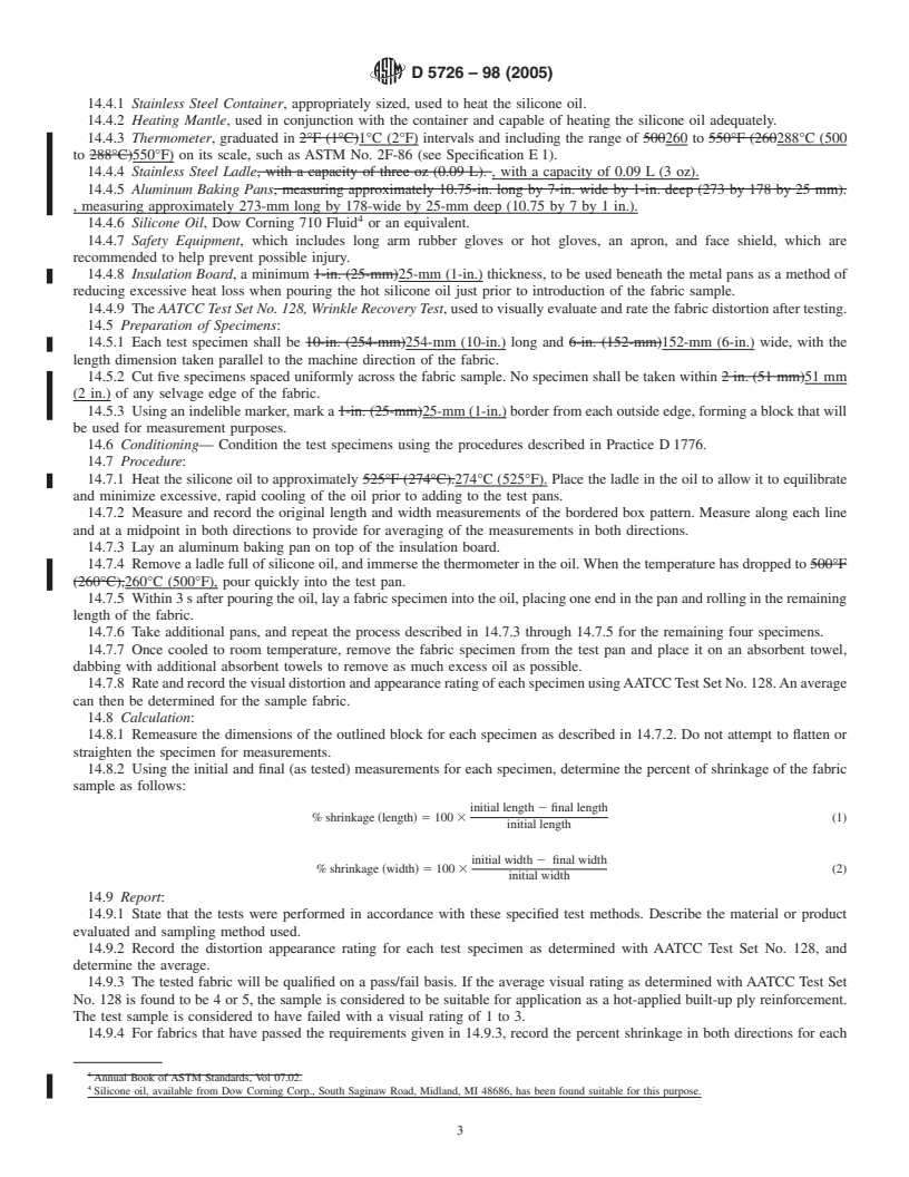 REDLINE ASTM D5726-98(2005) - Standard Specification for Thermoplastic Fabrics Used in Hot-Applied Roofing and Waterproofing