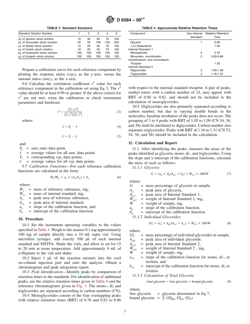 ASTM D6584-00e1 - Standard Test Method for Determination of Free and Total Glycerin in B-100 Biodiesel Methyl Esters By Gas Chromatography