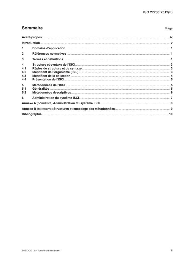 ISO 27730:2012 - Information et documentation -- Identifiant international normalisé des collections (ISCI)