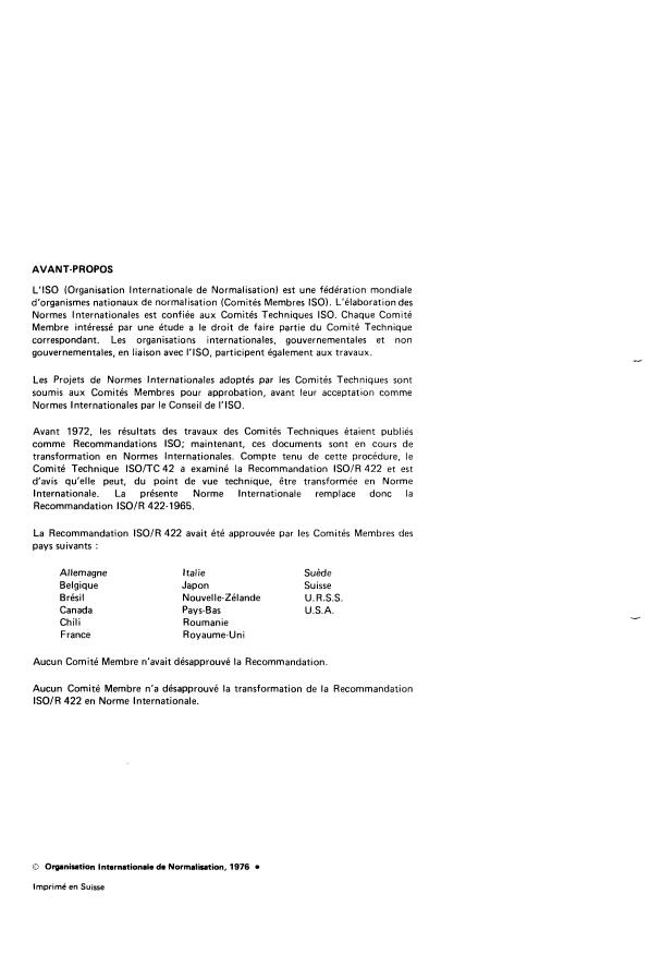 ISO 422:1976 ISO 422:1976 - Sulfate de p-méthylaminophénol de qualité photographique -- Spécifications - Page 2 preview