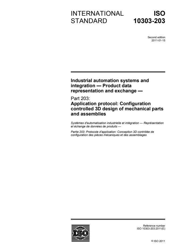 ISO 10303-203:2011 - Industrial automation systems and integration -- Product data representation and exchange