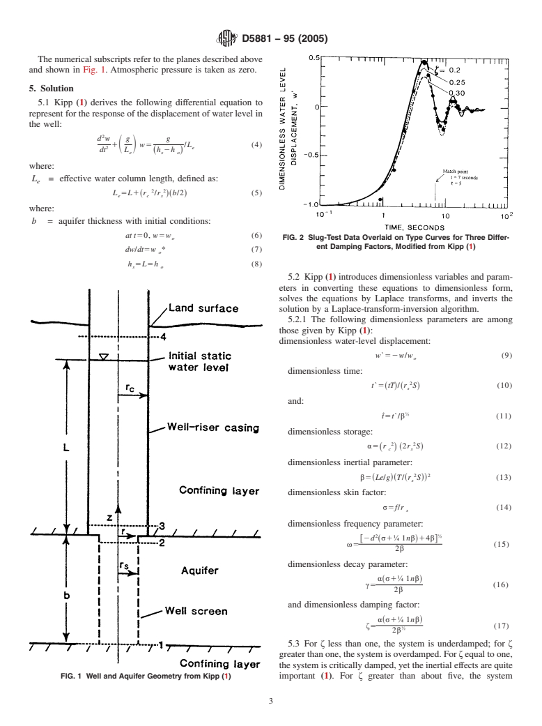 ASTM D5881-95(2005) - Standard Test Method for  (Analytical Procedure) Determining Transmissivity of Confined Nonleaky Aquifers by Critically Damped Well Response to Instantaneous Change in Head  (Slug)