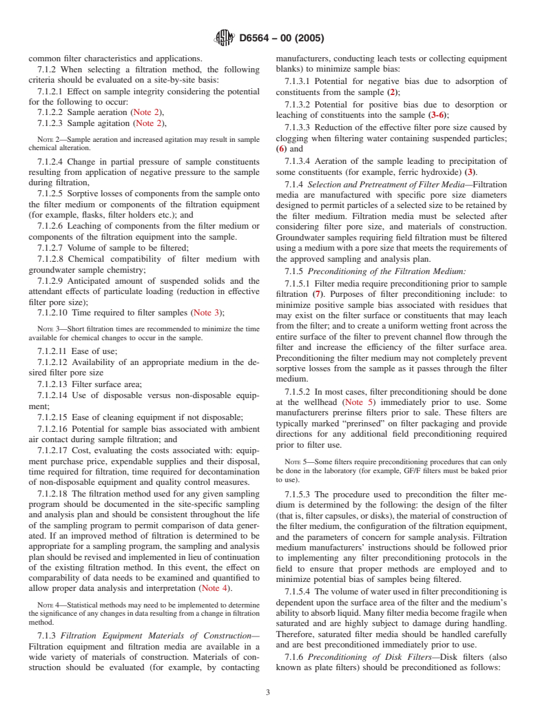 ASTM D6564-00(2005) - Standard Guide for Field Filtration of Groundwater Samples