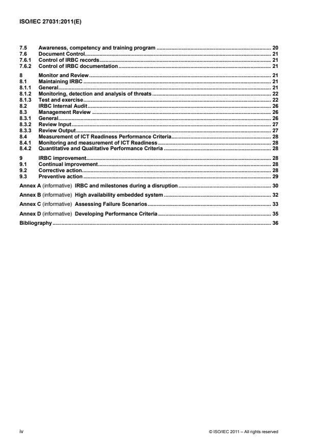 ISO/IEC 27031:2011 ISO/IEC 27031:2011 - Information technology -- Security techniques -- Guidelines for information and communication technology readiness for business continuity - Page 4 preview