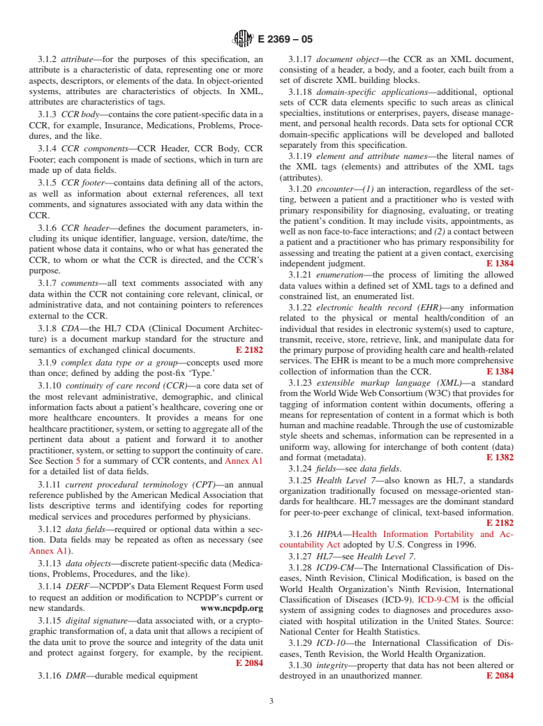 ASTM E2369-05 - Standard Specification for Continuity of Care Record (CCR)