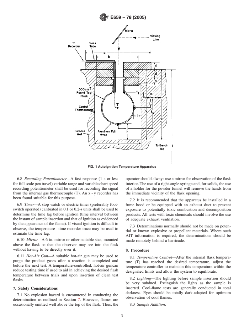 ASTM E659-78(2005) - Standard Test Method for Autoignition Temperature of Liquid Chemicals