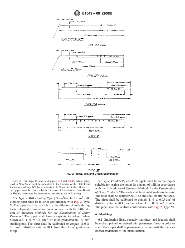 ASTM E1043-00(2005) - Standard Specification for Pipets, Milk and Cream Examination