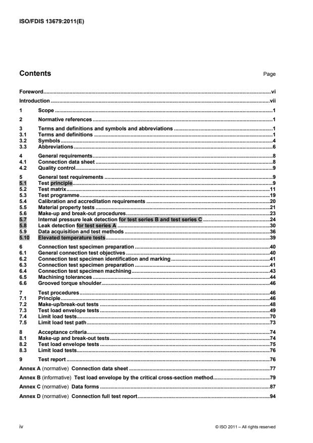 ISO/FDIS 13679 ISO/FDIS 13679 - Petroleum and natural gas industries -- Procedures for testing casing and tubing connections - Page 4 preview