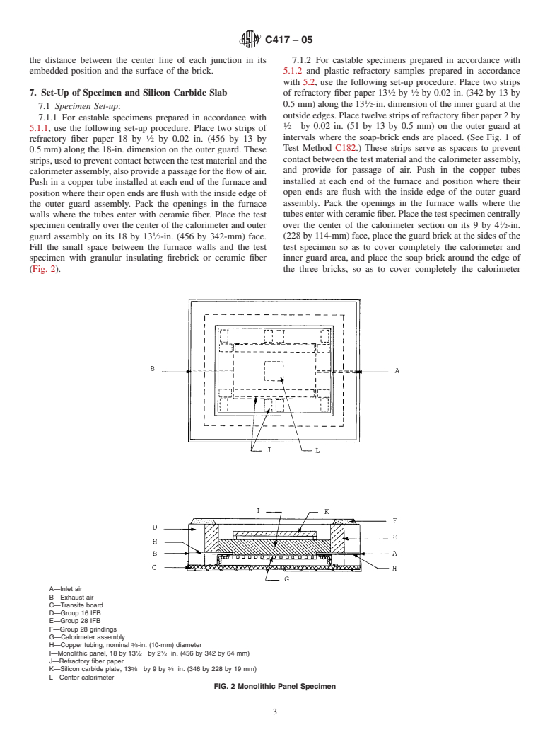 ASTM C417-05 - Standard Test Method for Thermal Conductivity of Unfired Monolithic Refractories