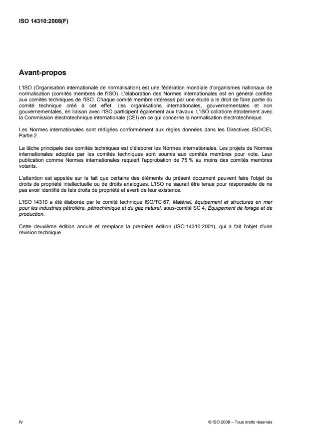 ISO 14310:2008 ISO 14310:2008 - Industries du pétrole et du gaz naturel -- Équipement de fond de trou -- Garnitures d'étanchéité (packers) et bouchons mécaniques d'isolation de fond - Page 4 preview