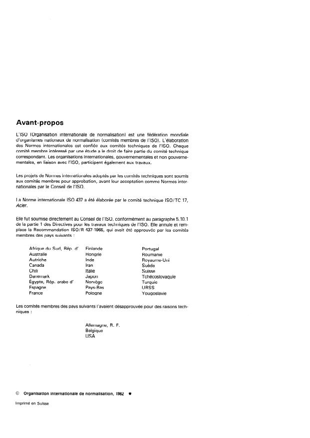 ISO 437:1982 ISO 437:1982 - Aciers et fontes -- Dosage du carbone total -- Méthode gravimétrique apres combustion - Page 2 preview
