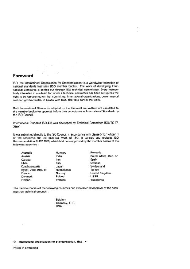 ISO 437:1982 ISO 437:1982 - Steel and cast iron -- Determination of total carbon content -- Combustion gravimetric method - Page 2 preview