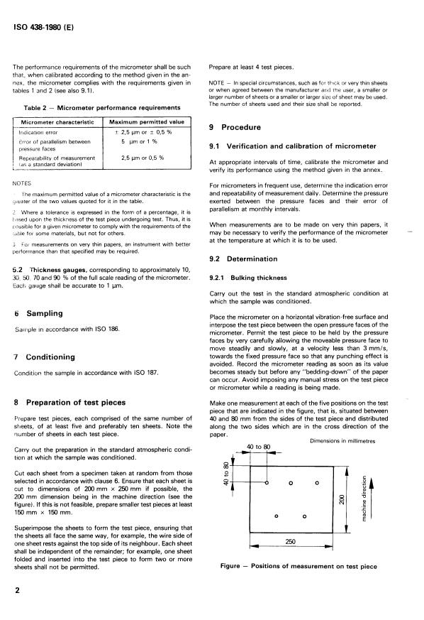 ISO 438:1980 - Paper -- Determination of bulking thickness and apparent density