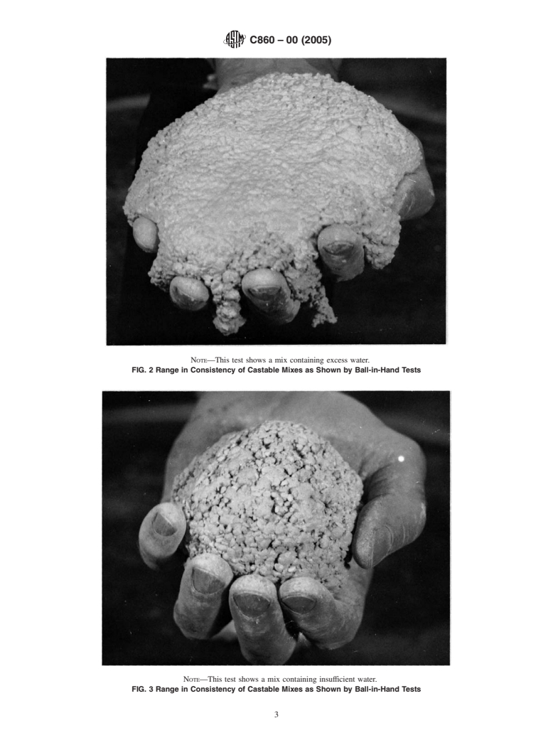 ASTM C860-00(2005) - Standard Practice for Determining the Consistency of Refractory Castable Using the Ball-In-Hand Test