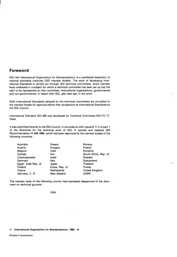 ISO 439:1982 ISO 439:1982 - Steel and cast iron -- Determination of total silicon -- Gravimetric method - Page 2 preview