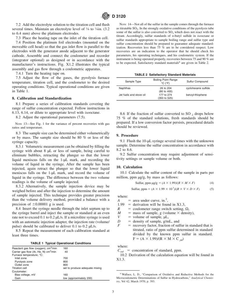 ASTM D3120-96 - Standard Test Method for Trace Quantities of Sulfur in Light Liquid Petroleum Hydrocarbons by Oxidative Microcoulometry