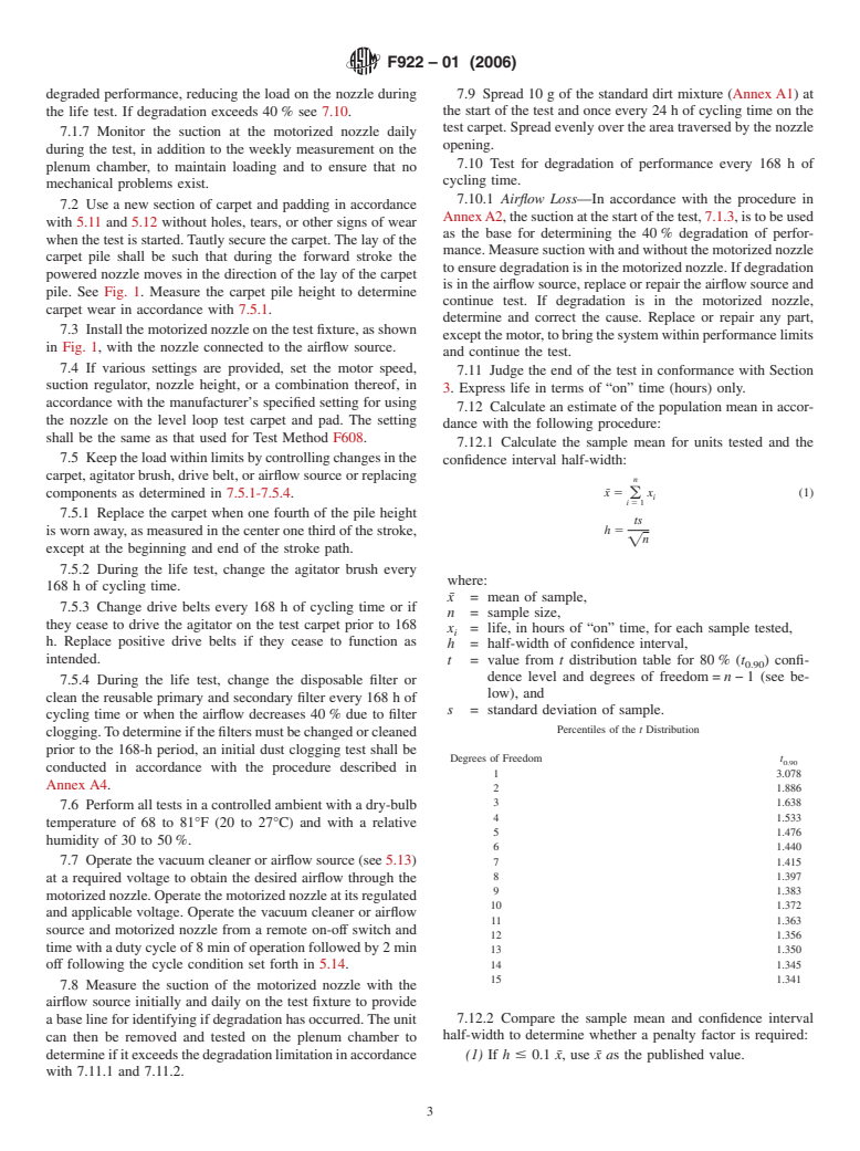 ASTM F922-01(2006) - Standard Test Method for Motor Life Evaluation of an Electric Motorized Nozzle