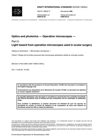 ISO 10936-2:2010 - Optics and photonics -- Operation microscopes