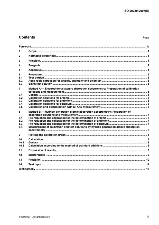 ISO 20280:2007 - Soil quality -- Determination of arsenic, antimony and selenium in aqua regia soil extracts with electrothermal or hydride-generation atomic absorption spectrometry