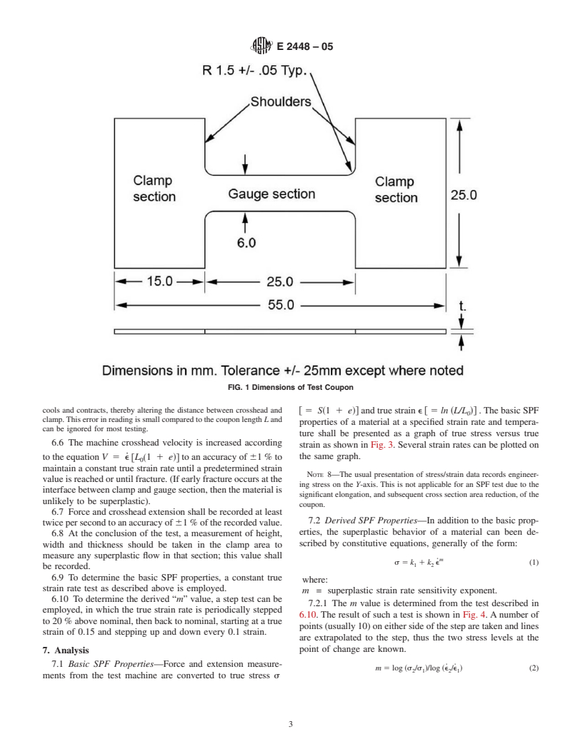 ASTM E2448-05 - Standard Test Method for Determining the Superplastic Properties of Metallic Sheet Materials