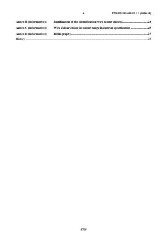 SIST ES 203 408 V1.1.1:2017 ETSI ES 203 408 V1.1.1 (2016-12) - Environmental Engineering (EE); Colour and marking of DC cable and connecting devices - Page 4 preview