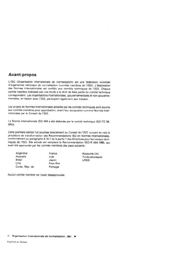 ISO 444:1981 ISO 444:1981 - Mica phlogopite en blocs, en feuilles minces et en clivures -- Classification dimensionnelle par grades - Page 2 preview