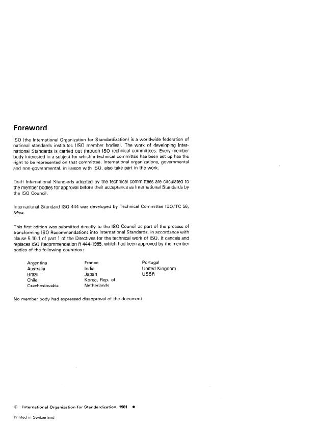 ISO 444:1981 ISO 444:1981 - Phlogopite mica blocks, thins and splittings -- Grading by size - Page 2 preview