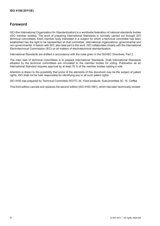 SIST ISO 4150:2014 ISO 4150:2011 - Green coffee or raw coffee -- Size analysis -- Manual and machine sieving - Page 4 preview