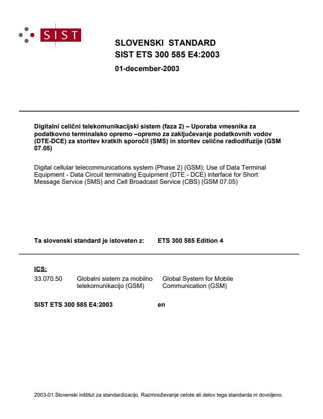 ETS 300 585 E4:2003
