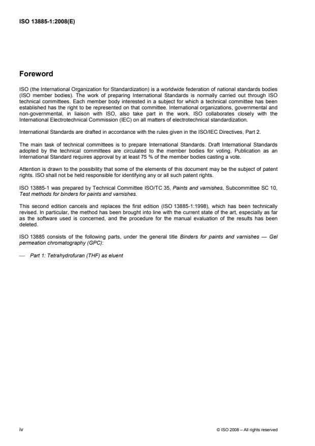 ISO 13885-1:2008 ISO 13885-1:2008 - Binders for paints and varnishes -- Gel permeation chromatography (GPC) - Page 4 preview