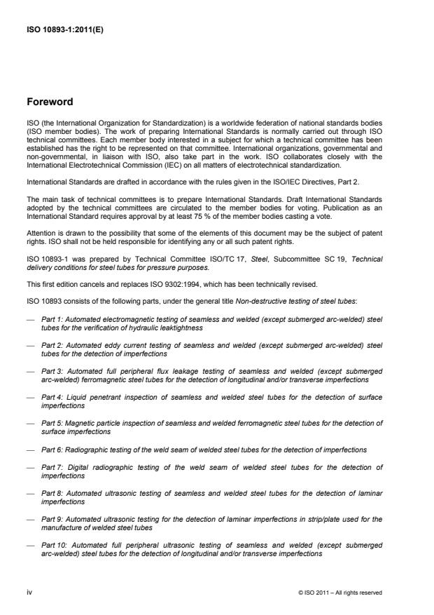 ISO 10893-1:2011 ISO 10893-1:2011 - Non-destructive testing of steel tubes - Page 4 preview