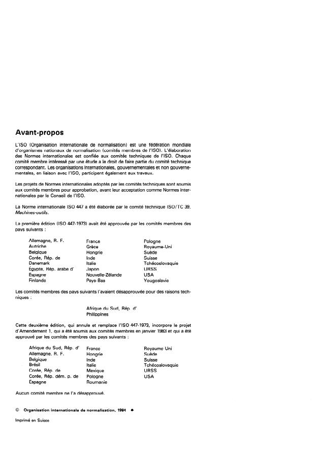 ISO 447:1984 ISO 447:1984 - Machines-outils -- Sens de manoeuvre des organes de commande - Page 2 preview