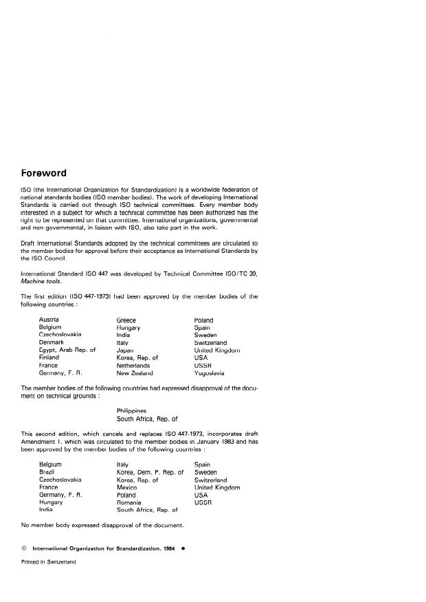 ISO 447:1984 ISO 447:1984 - Machine tools -- Direction of operation of controls - Page 2 preview