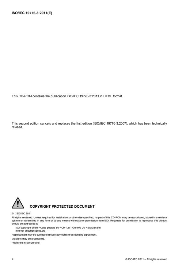 ISO/IEC 19776-3:2011 ISO/IEC 19776-3:2011 - Information technology -- Computer graphics, image processing and environmental data representation -- Extensible 3D (X3D) encodings - Page 2 preview