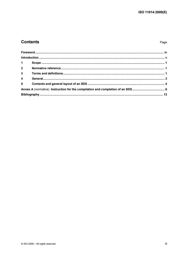 ISO 11014:2009 - Safety data sheet for chemical products -- Content and order of sections