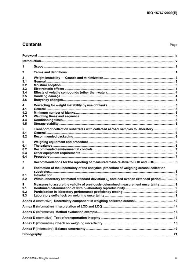 ISO 15767:2009 - Workplace atmospheres -- Controlling and characterizing uncertainty in weighing collected aerosols