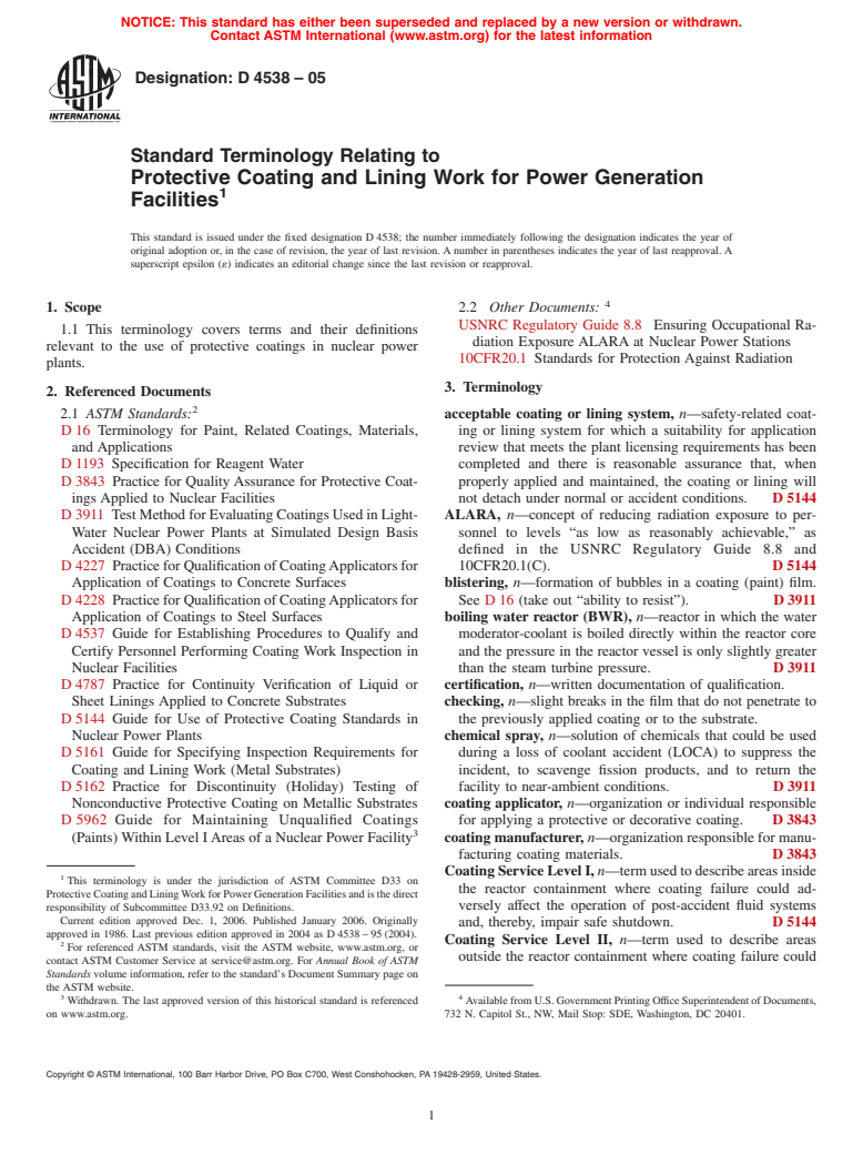 ASTM D4538-05 - Standard Terminology Relating to Protective Coating and Lining Work for Power Generation Facilities