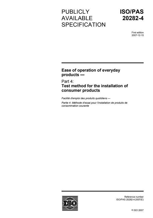 ISO/PAS 20282-4:2007 - Ease of operation of everyday products
