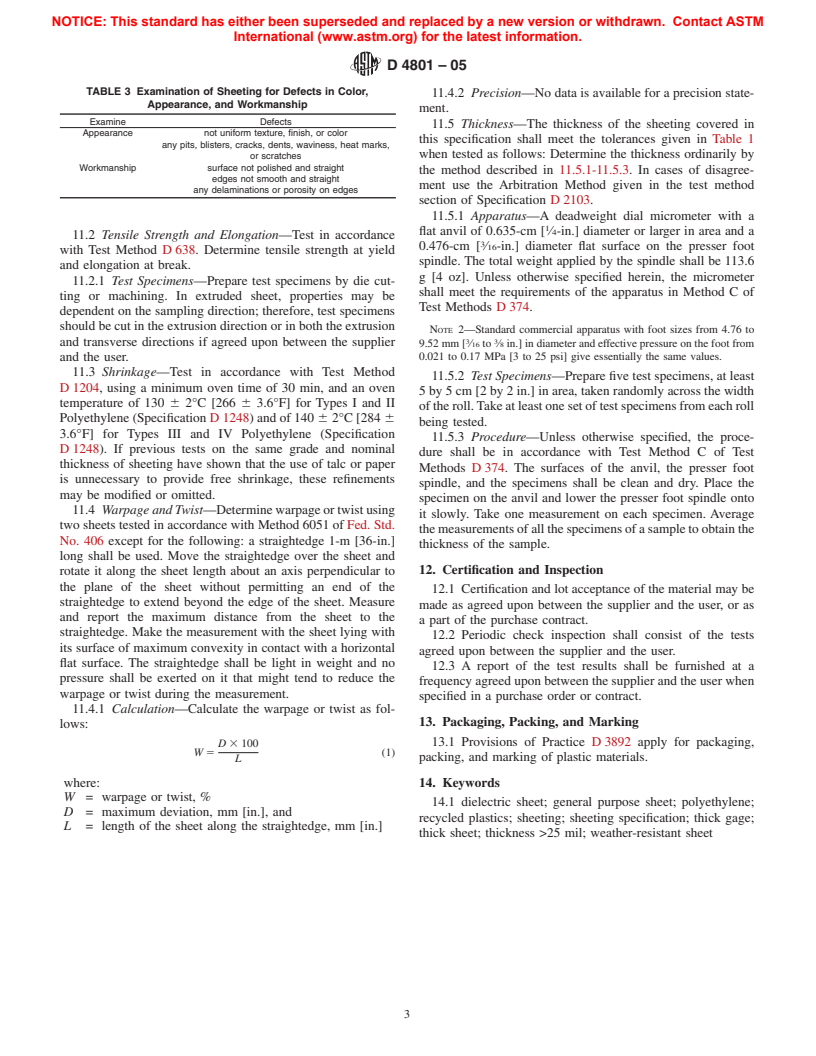 ASTM D4801-05 - Standard Specification for Polyethylene Sheeting in Thickness of 0.25 mm (0.010 in.) and Greater